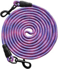 8Ft/12Ft/20Ft/30Ft/50Ft/75Ft Dog Tie-Out Long Tether Rope Leash, Outdoor Dog Lead for Yard- Large Medium Dogs Training, Playing, Camping, Backyard Leash (20Ft, Pink Blue)
