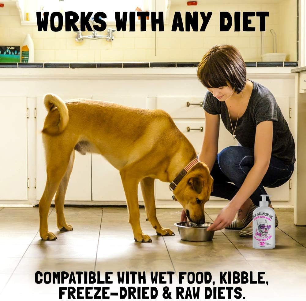 Wild Alaskan Salmon Oil for Dogs & Cats - Pure Fish Omega 3 6 9 Liquid EPA DHA Fatty Acids - Skin & Coat Supplement - Supports Joint Function, Brain, Eye, Immune & Heart Health - Made in USA 8 Oz