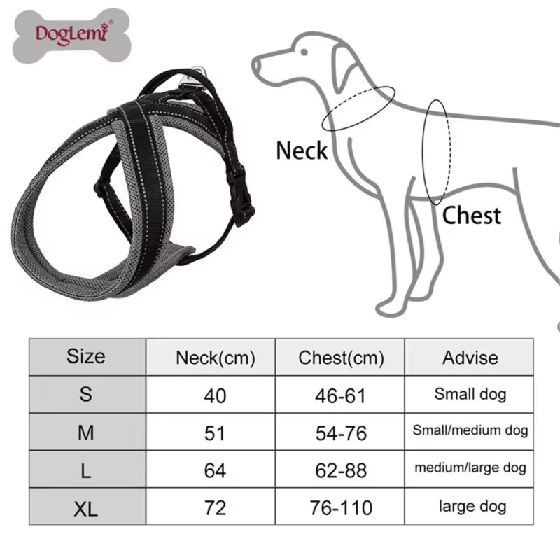 Pet Dog Harness Vest Reflective Breathable Padded Traction Chest Vest Leash for Small Medium Large Dogs Outdoor Pet Supplies