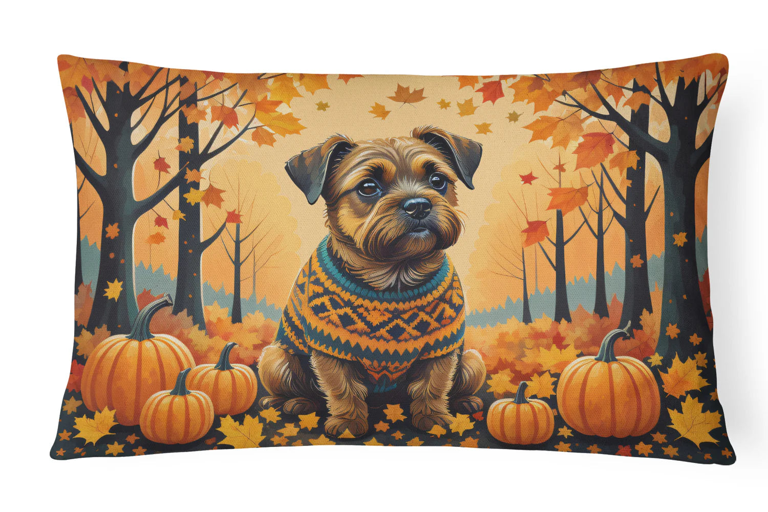 Border Terrier Fall Throw Pillow