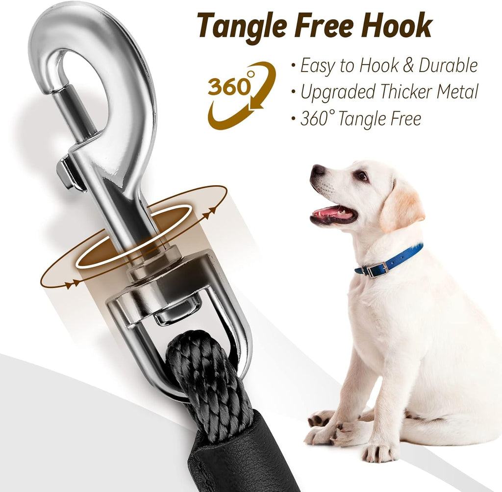 Check Cord Dog Leash Long Lead Training Tracking Line Comfortable Handle Heavy Duty Puppy Rope 10Ft 15Ft 30Ft 50Ft for Small Medium Large Dog Black