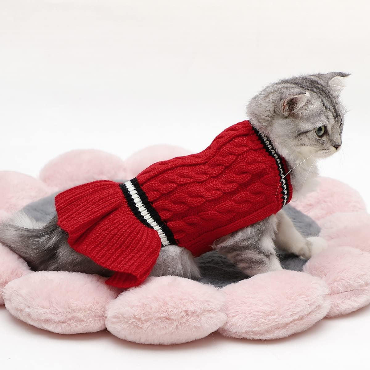 Pet Sweaters for Small Dogs Girl Sweaters to Knit Dog Warm Winter Clothes Pullover Fall Dog Dress for Puppy Cat Small Dog Sweater Chihuahua Red Dog Dress Medium Dog Sweater