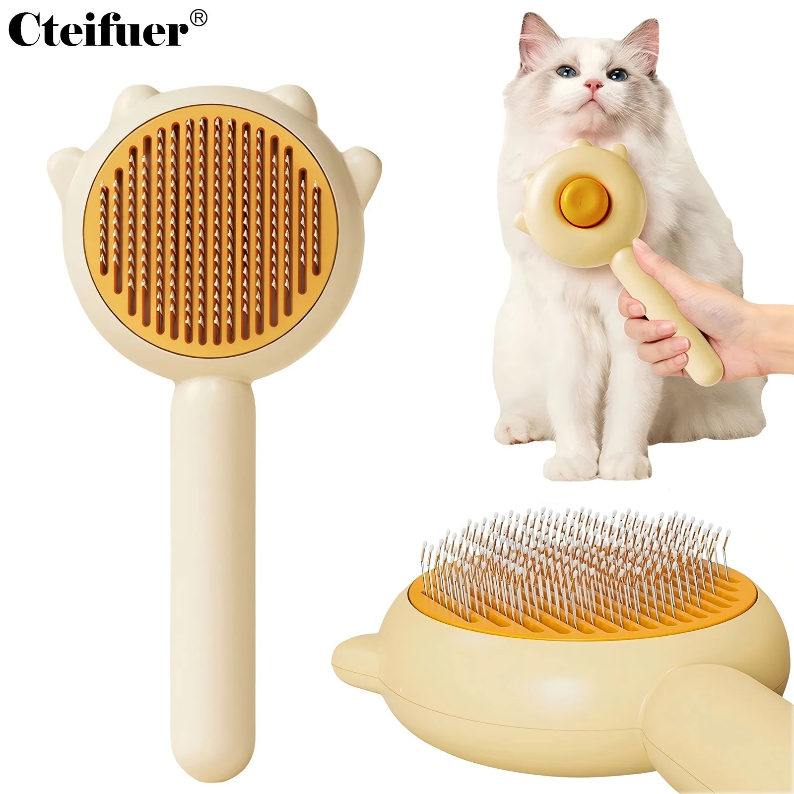 Cat Brushes - Pet Self-Cleaning Slicker Brush with Release Button, Cat Grooming Tool for Long or Short Haired Cats and Dogs