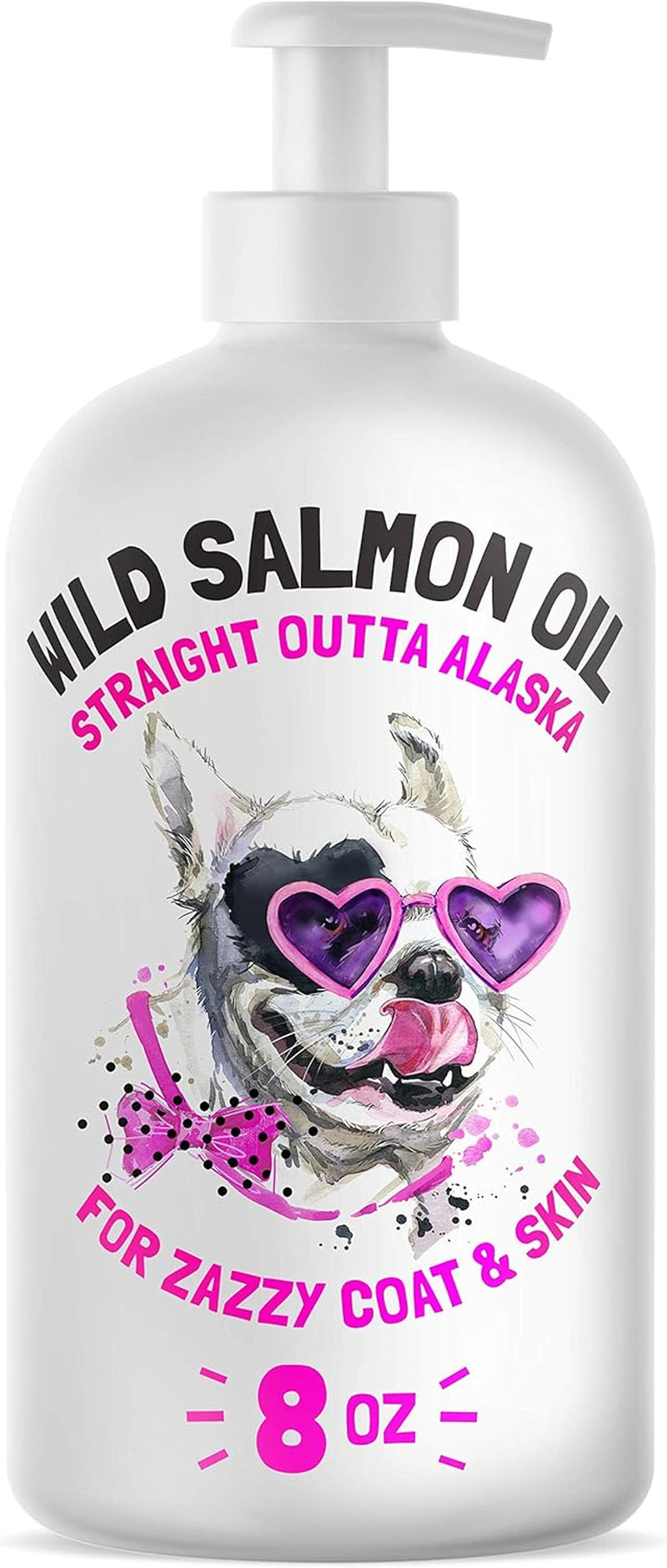 Wild Alaskan Salmon Oil for Dogs & Cats - Pure Fish Omega 3 6 9 Liquid EPA DHA Fatty Acids - Skin & Coat Supplement - Supports Joint Function, Brain, Eye, Immune & Heart Health - Made in USA 8 Oz