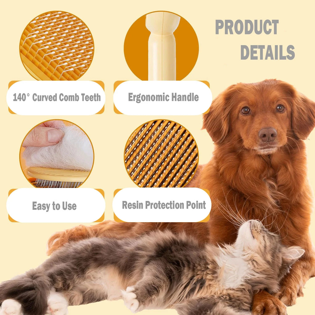 2 Pack Cat Brushes - Pet Self-Cleaning Slicker Brush with Release Button, Cat Grooming Tool for Long or Short Haired Cats and Dogs