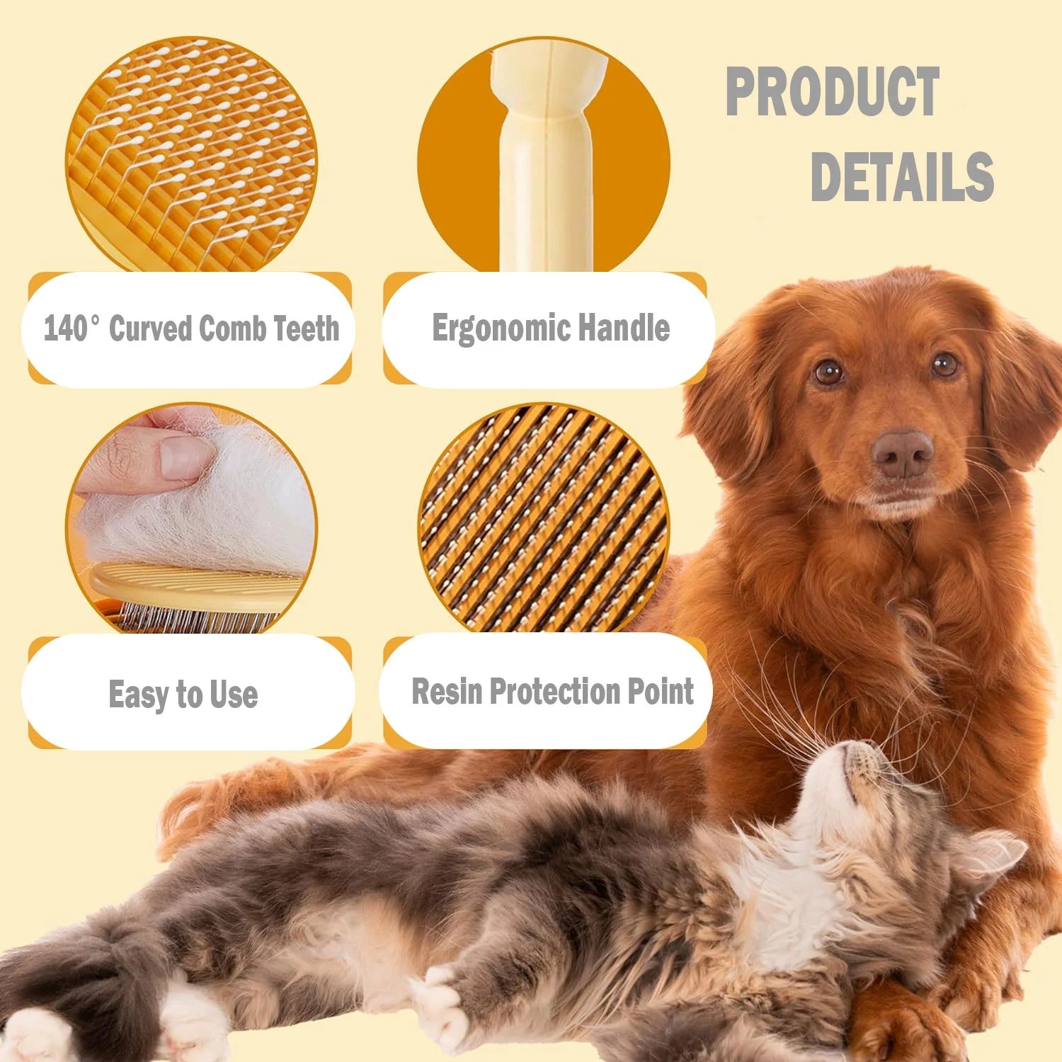 2 Pack Cat Brushes - Pet Self-Cleaning Slicker Brush with Release Button, Cat Grooming Tool for Long or Short Haired Cats and Dogs