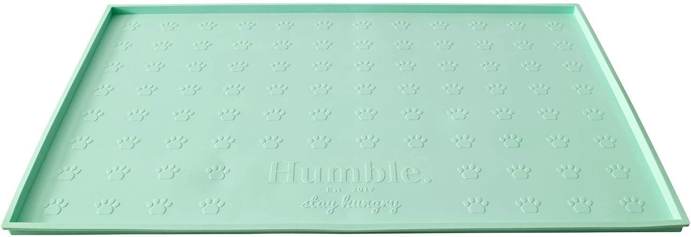 Food Mat Feeding Tray - Non-Slip, Anti-Spill, Raised Dog Food Bowl Mat, Easy Clean Waterproof - Premium Quality Silicone - Perfect for Dogs and Cats, 24"X16" (Cool Mint)
