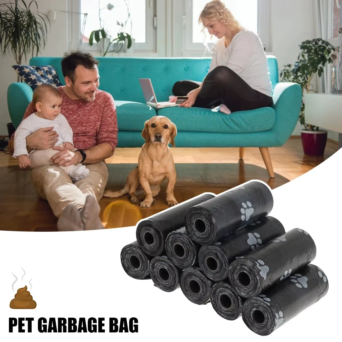 2/40Rolls Pet Dog Poop Bags Dispenser Collector Garbage Bag Puppy Cat Pooper Scooper Bag Small Rolls Outdoor Clean Pets Supplies