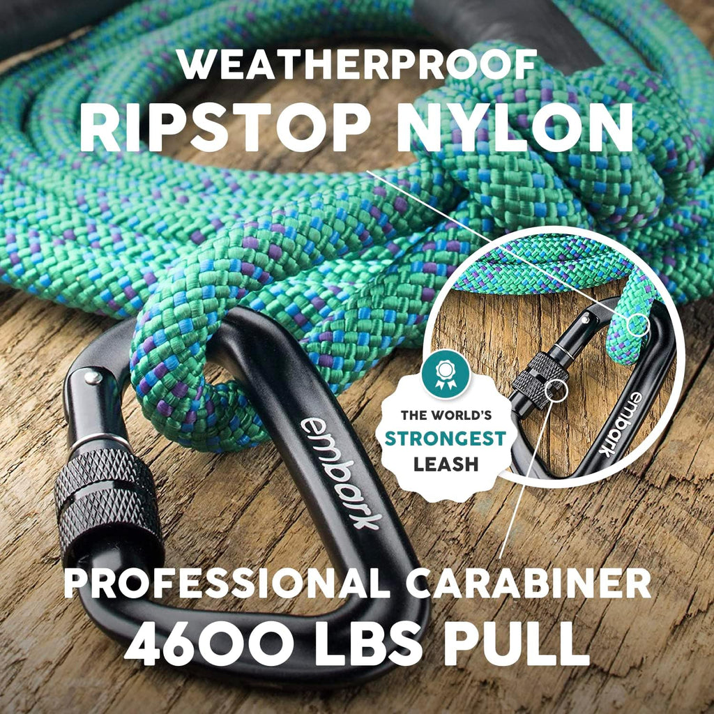 Embark Adventure Pro Leash with Mountain Climbing Rope and Carabiner. Unmatched Strength & Durability, 6Ft, Colourful, and Sturdy Nylon Dog Leashes for Small, Medium, Large Breed Dogs