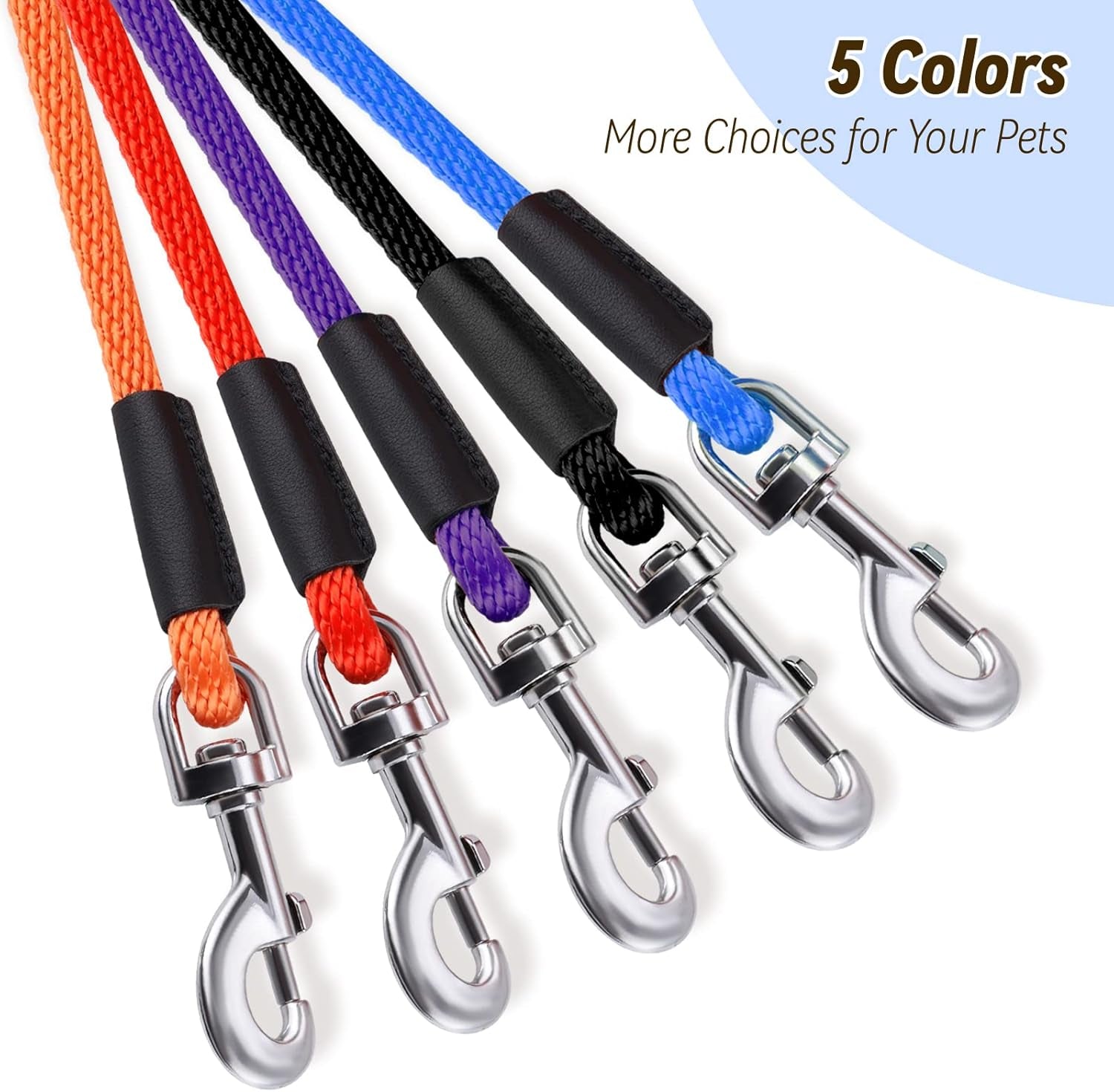 Check Cord Dog Leash Long Lead Training Tracking Line Comfortable Handle Heavy Duty Puppy Rope 10Ft 15Ft 30Ft 50Ft for Small Medium Large Dog Blue