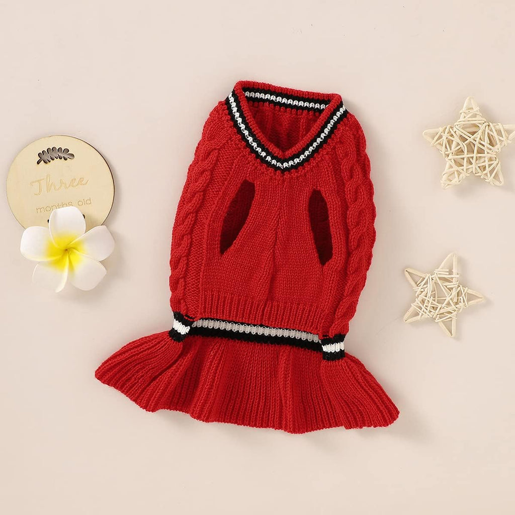 Pet Sweaters for Small Dogs Girl Sweaters to Knit Dog Warm Winter Clothes Pullover Fall Dog Dress for Puppy Cat Small Dog Sweater Chihuahua Red Dog Dress Medium Dog Sweater