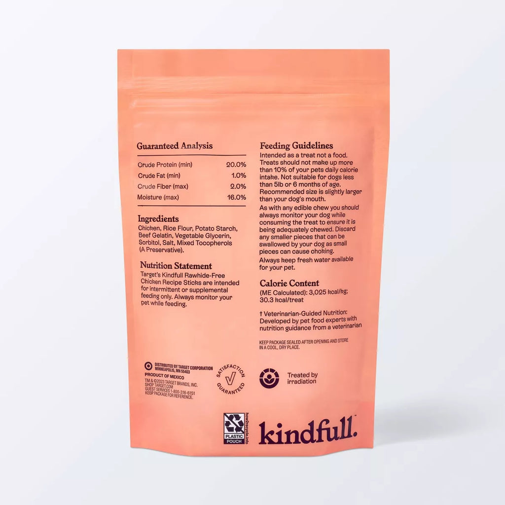 Rawhide-Free Chicken Recipe Stick Dog Treat - 3.5Oz/10Ct - Kindfull™