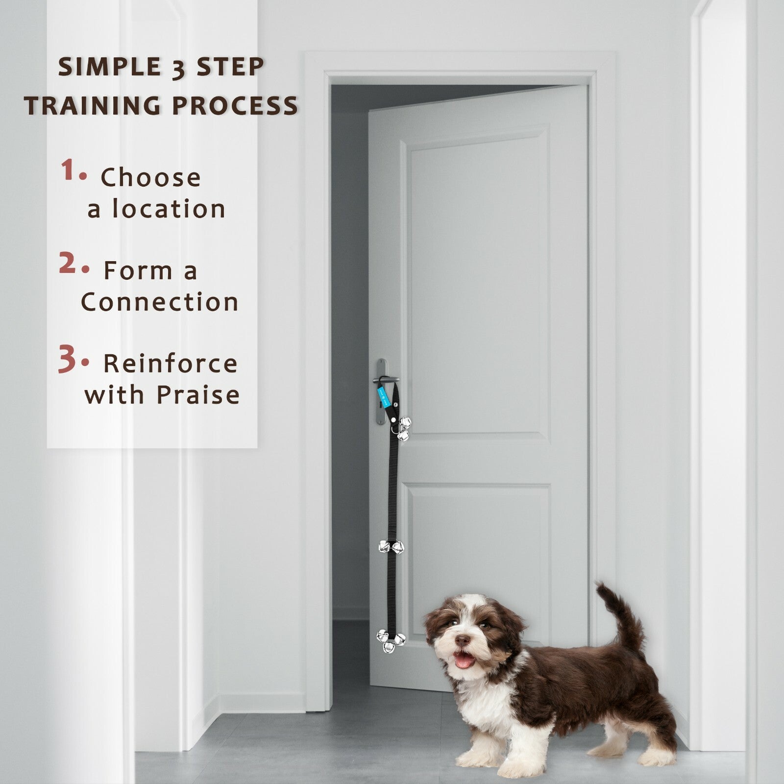 Dog Door Bell 2 Dog Doorbell for Potty Training 7 Large Bells + Whistle FREE