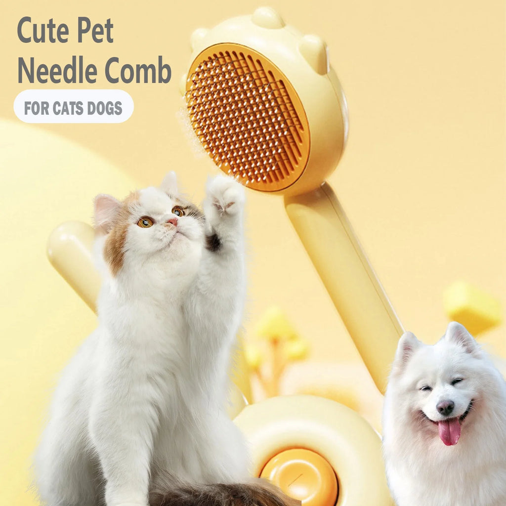 Cat Brushes - Pet Self-Cleaning Slicker Brush with Release Button, Cat Grooming Tool for Long or Short Haired Cats and Dogs