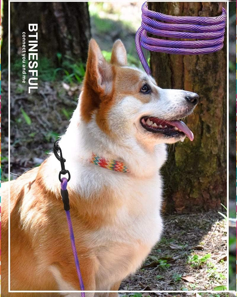 8Ft/12Ft/20Ft/30Ft/50Ft/75Ft Dog Tie-Out Long Tether Rope Leash, Outdoor Dog Lead for Yard- Large Medium Dogs Training, Playing, Camping, Backyard Leash (20Ft, Pink Blue)