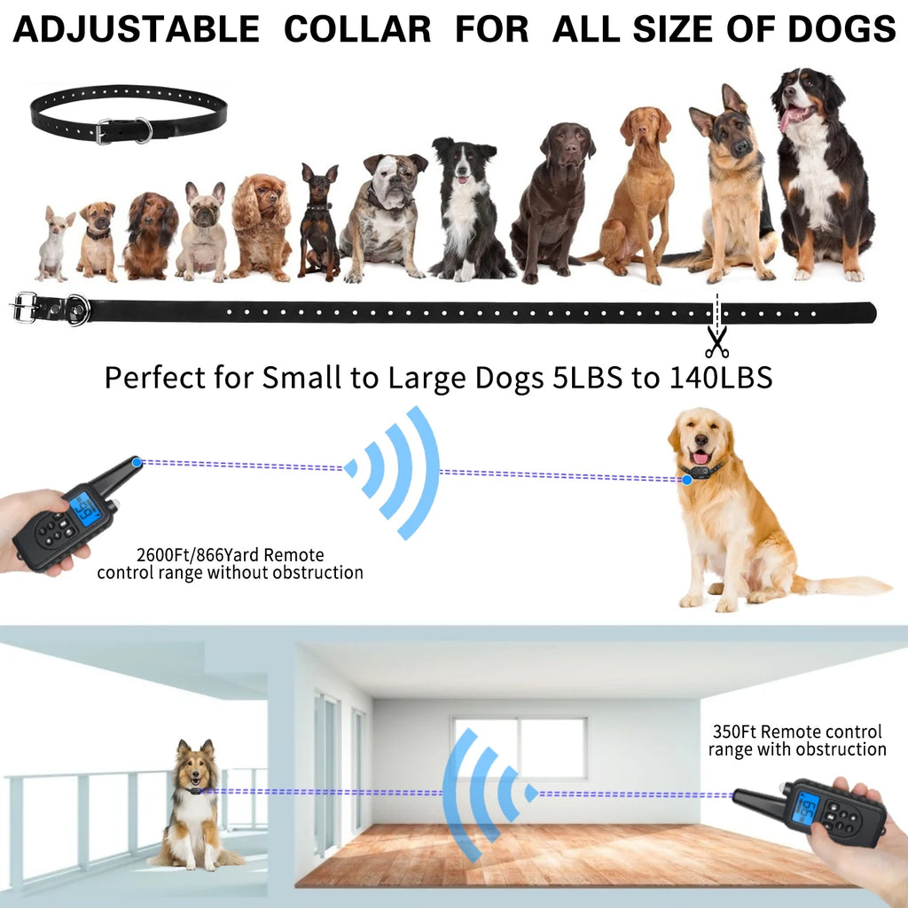 Dog Training Collar, 2 Receiver Rechargeable Dog Shock Collar for 2 Dogs, with 4 Training Modes Light Static Shock Vibration Beep, Waterproof Long Range Remote for Small to Large Dogs