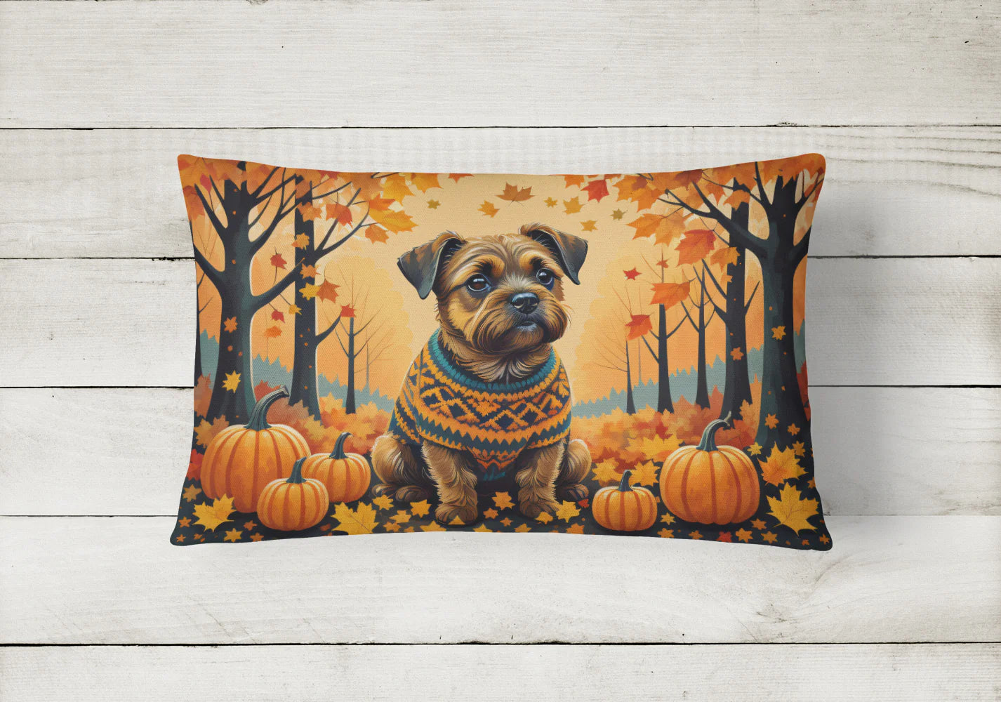 Border Terrier Fall Throw Pillow