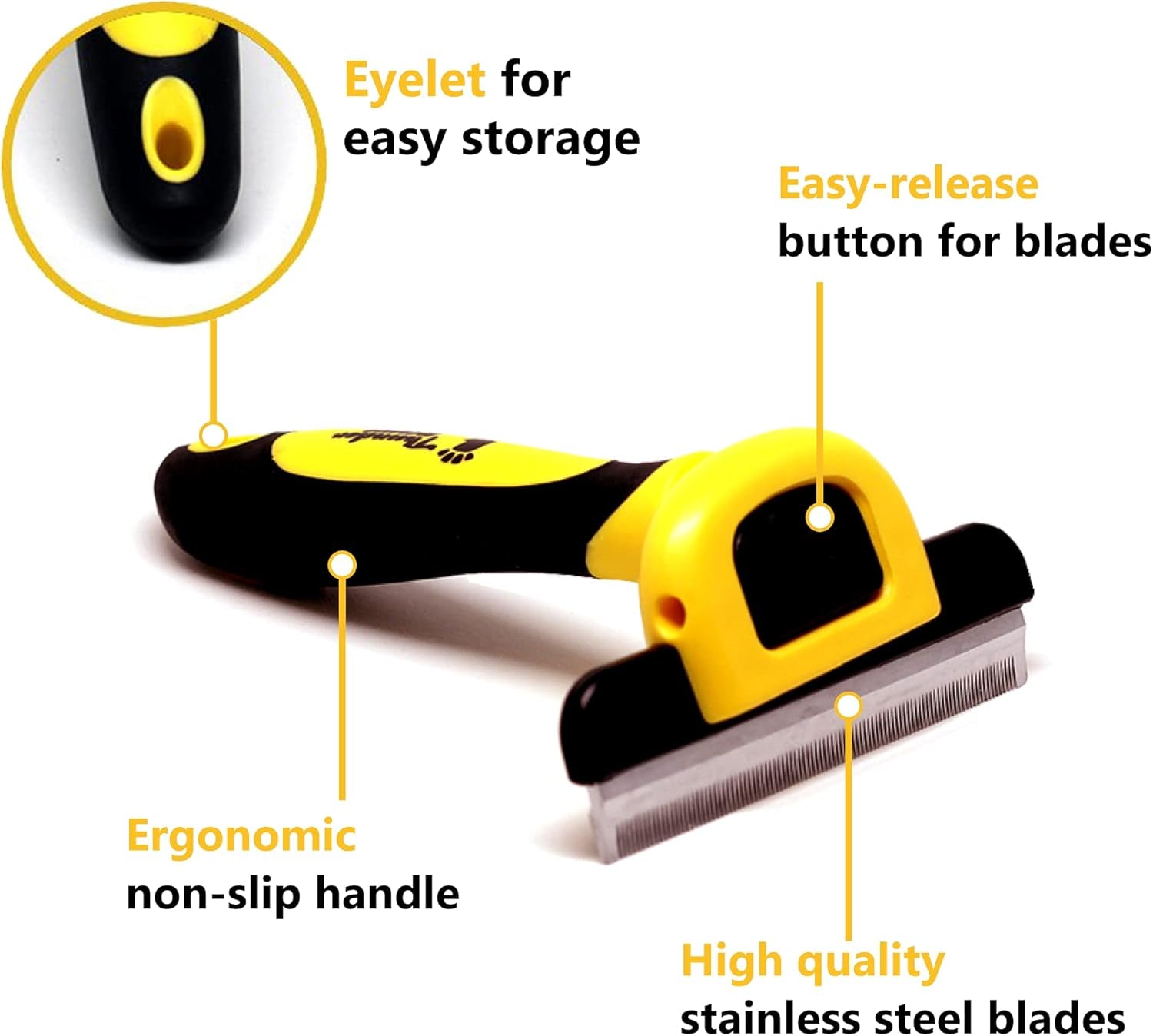 Best Professional De-Shedding Tool and Pet Grooming Brush, D-Shedz for Breeds of Dogs, Cats with Short or Long Hair, Small, Medium and Large (Yellow)