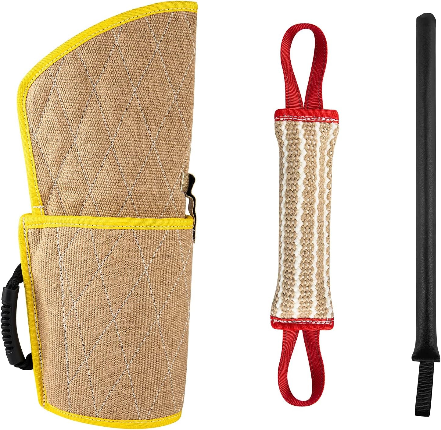 Dog Bite Training Set,Dog Bite Sleeve Training Protection Arm with Whip Agitation Stick,Professional Dogs Training Protection Biting Sleeve for Pitbull German Shepherd (Double-Layer)