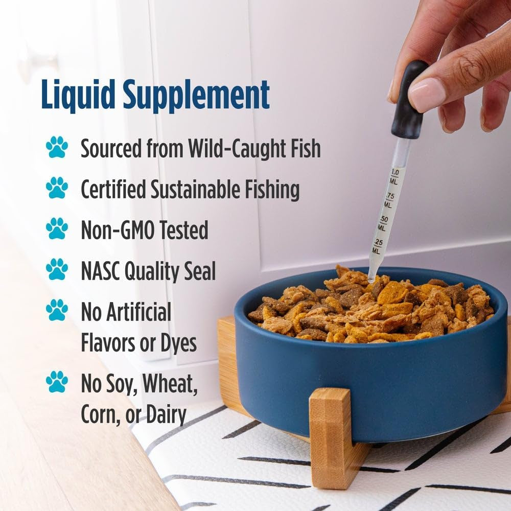 Omega-3 Pet, Unflavored - 2 Oz - 294 Mg Omega-3 per One Ml - Fish Oil for Small Dogs & Cats with EPA & DHA - Promotes Heart, Skin, Coat, & Immune Health