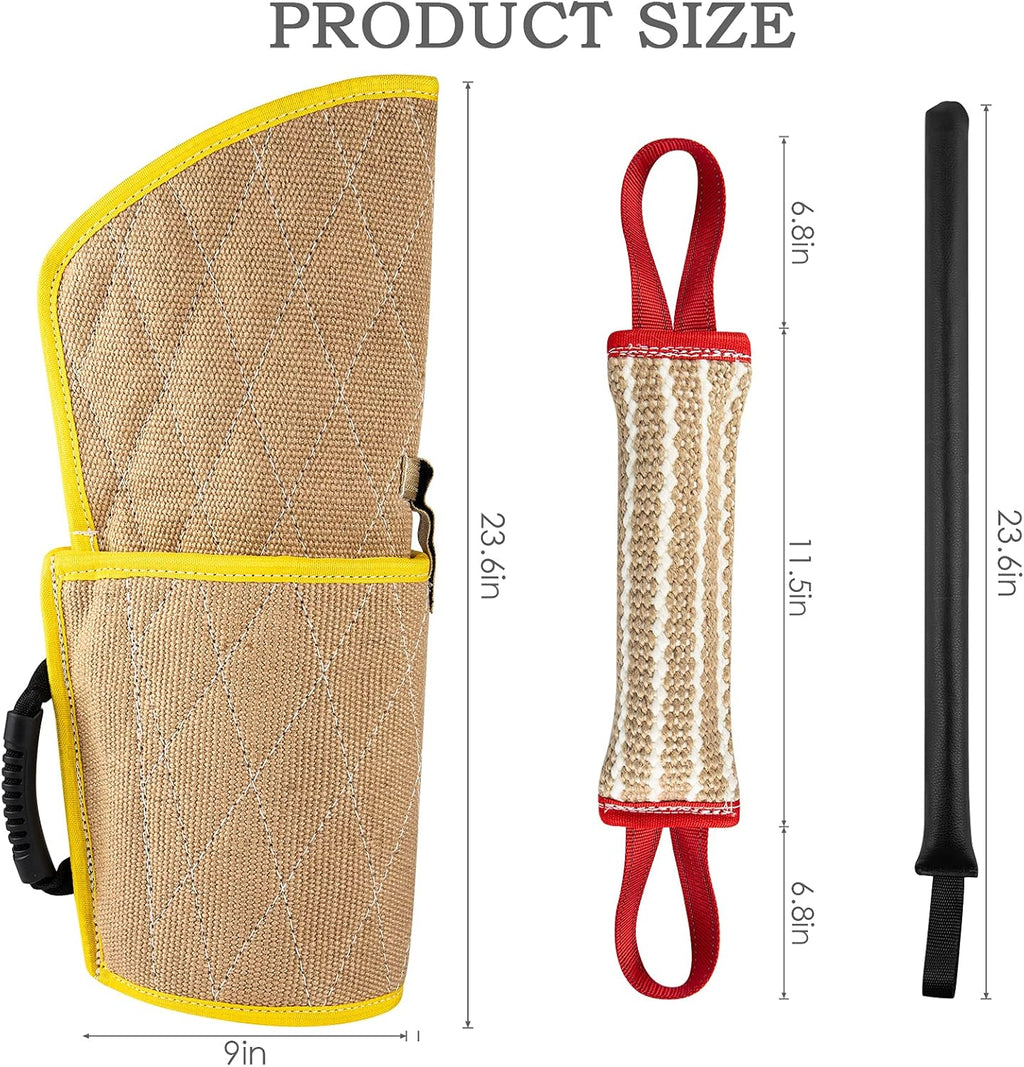 Dog Bite Training Set,Dog Bite Sleeve Training Protection Arm with Whip Agitation Stick,Professional Dogs Training Protection Biting Sleeve for Pitbull German Shepherd (Double-Layer)