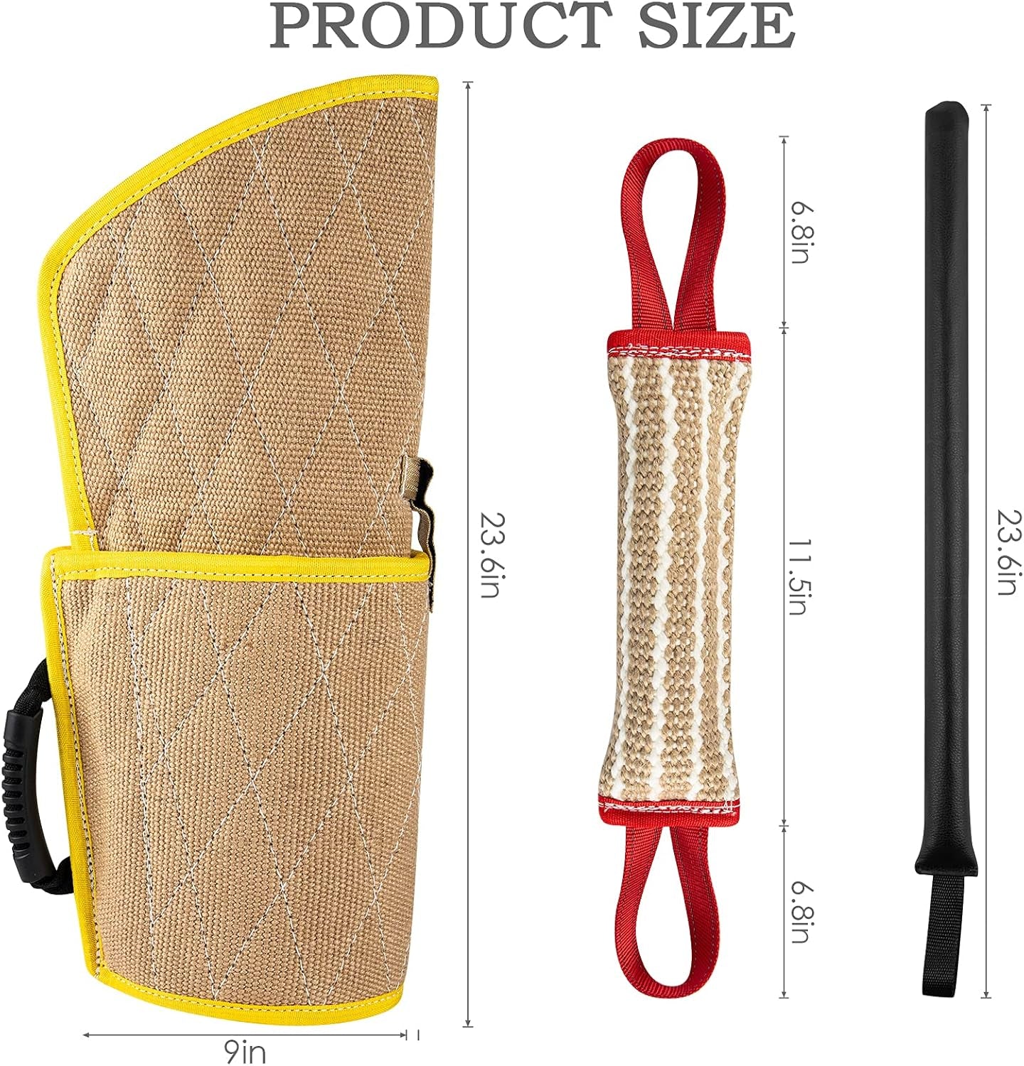 Dog Bite Training Set,Dog Bite Sleeve Training Protection Arm with Whip Agitation Stick,Professional Dogs Training Protection Biting Sleeve for Pitbull German Shepherd (Double-Layer)