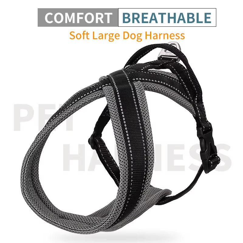 Pet Dog Harness Vest Reflective Breathable Padded Traction Chest Vest Leash for Small Medium Large Dogs Outdoor Pet Supplies