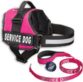 Service Dog Vest with Hook and Loop Straps & Matching Leash Set - Harnesses from XXS to XXL - Service Dog Harness Features Reflective Patch and Comfortable Mesh Design (Pink, XXS)