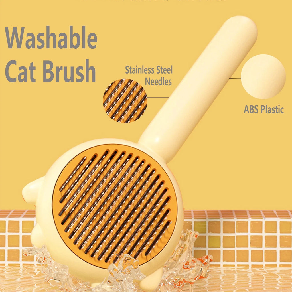 2 Pack Cat Brushes - Pet Self-Cleaning Slicker Brush with Release Button, Cat Grooming Tool for Long or Short Haired Cats and Dogs