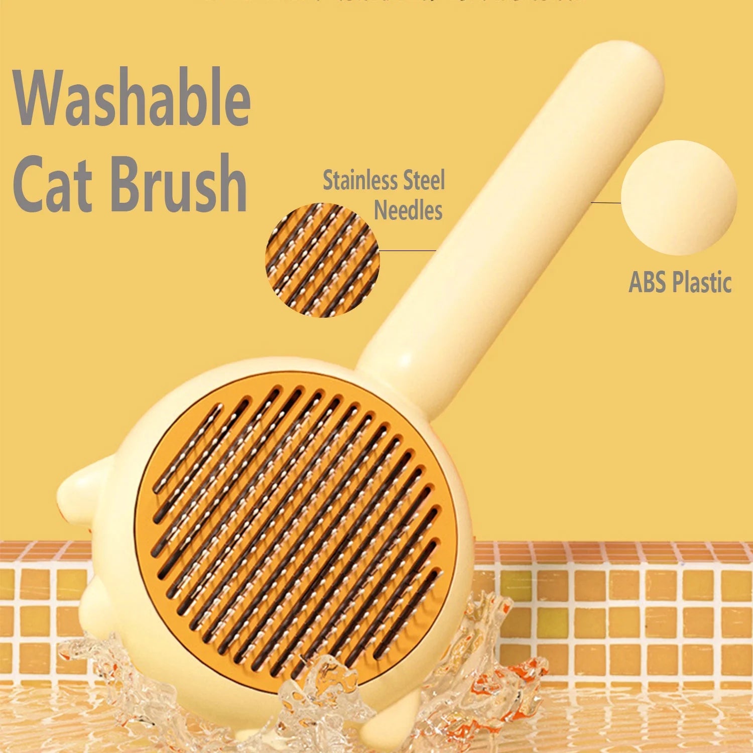 2 Pack Cat Brushes - Pet Self-Cleaning Slicker Brush with Release Button, Cat Grooming Tool for Long or Short Haired Cats and Dogs