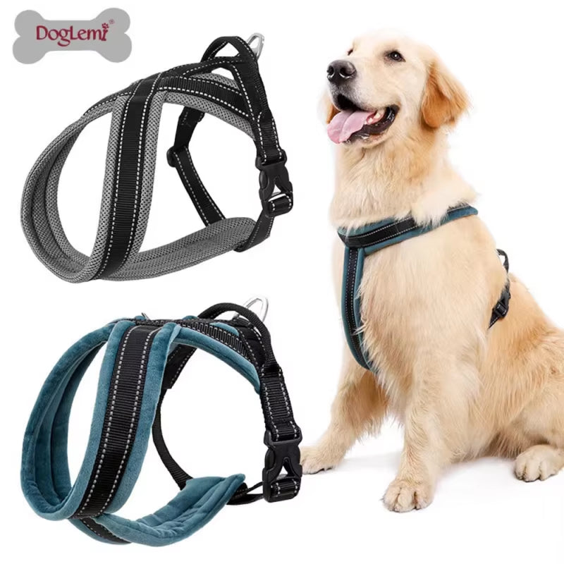 Pet Dog Harness Vest Reflective Breathable Padded Traction Chest Vest Leash for Small Medium Large Dogs Outdoor Pet Supplies