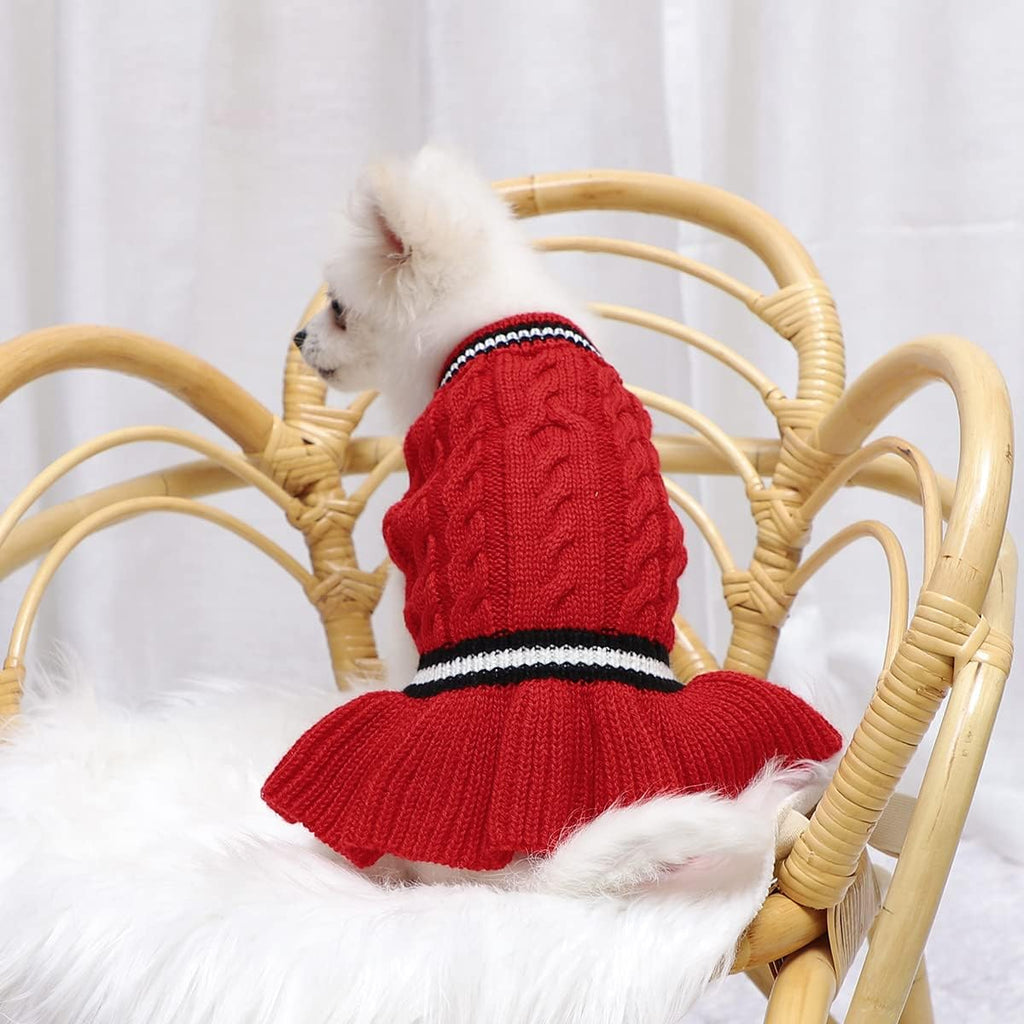 Pet Sweaters for Small Dogs Girl Sweaters to Knit Dog Warm Winter Clothes Pullover Fall Dog Dress for Puppy Cat Small Dog Sweater Chihuahua Red Dog Dress Medium Dog Sweater