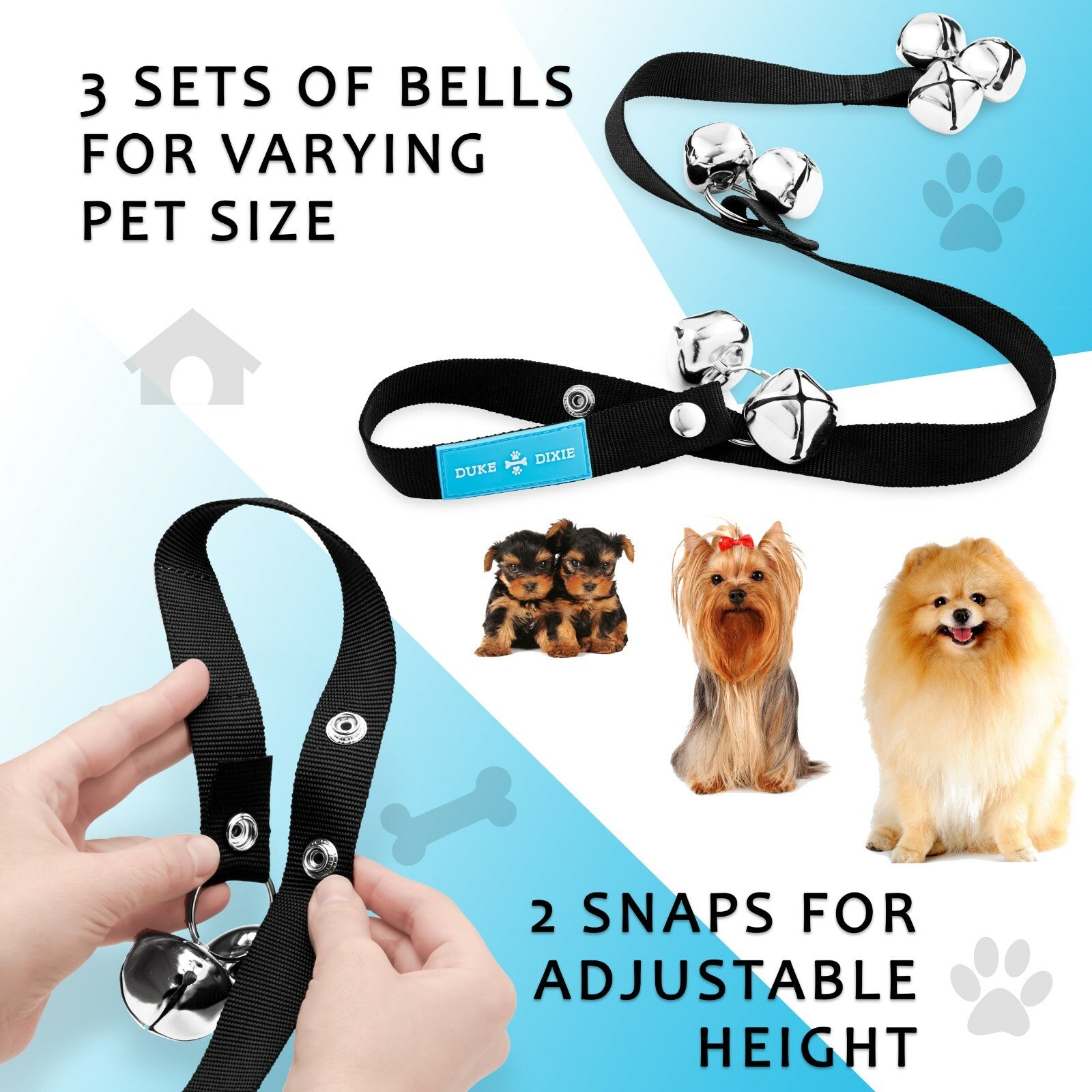 Dog Door Bell 2 Dog Doorbell for Potty Training 7 Large Bells + Whistle FREE