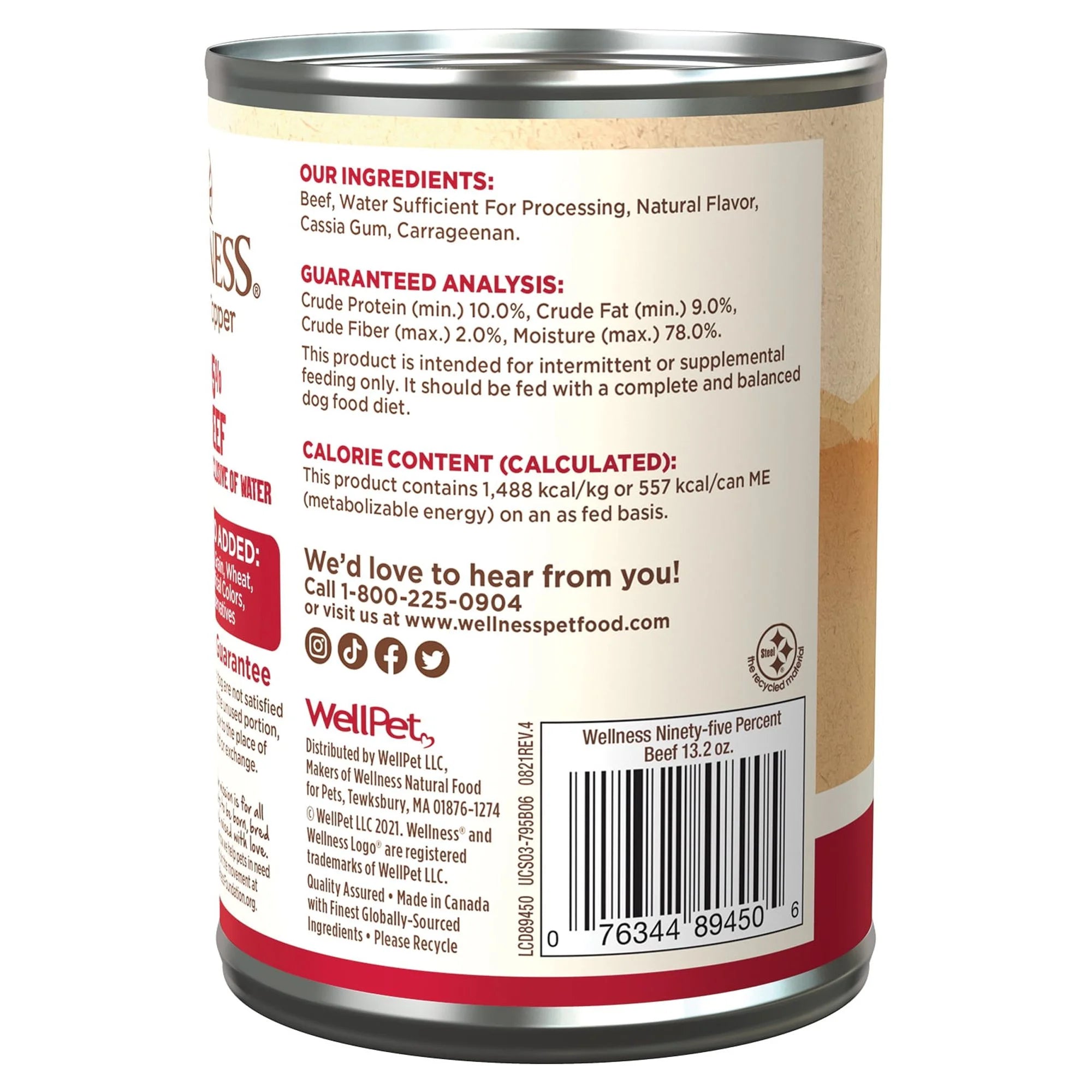 95% Beef Natural Wet Grain Free Canned Dog Food, 13.2-Ounce Can (Pack of 12)