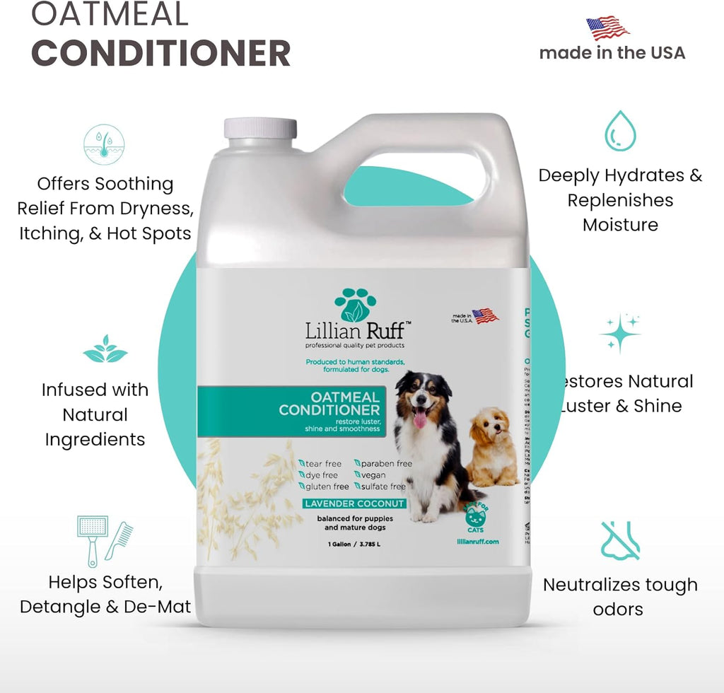 PRO Formula Oatmeal Dog Conditioner - Nourishing & Calming Relief for Allergies & Sensitive Skin - Detangles, Softens & Adds Shine with Oatmeal, Coconut Oil & Lavender - USA Made (Gallon)
