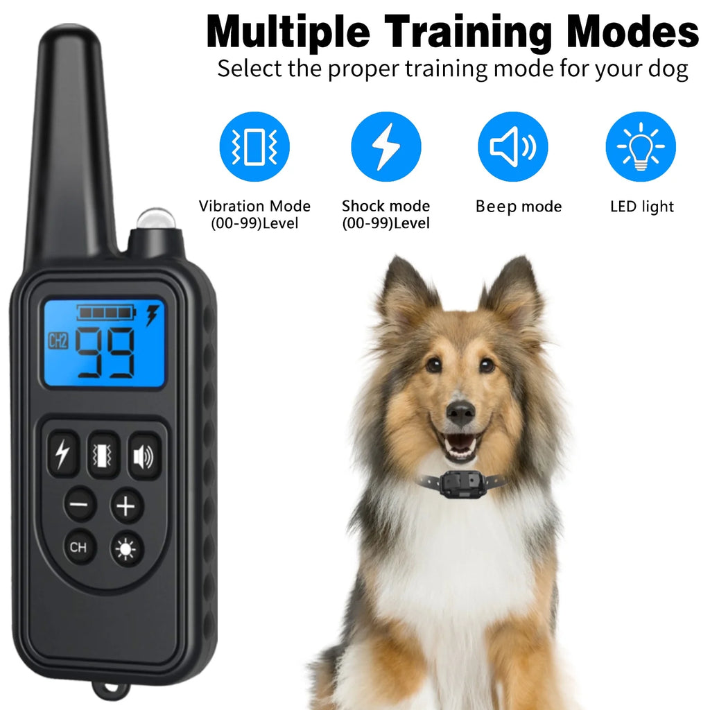 Dog Training Collar, 2 Receiver Rechargeable Dog Shock Collar for 2 Dogs, with 4 Training Modes Light Static Shock Vibration Beep, Waterproof Long Range Remote for Small to Large Dogs
