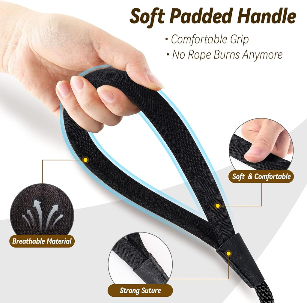 Check Cord Dog Leash Long Lead Training Tracking Line Comfortable Handle Heavy Duty Puppy Rope 10Ft 15Ft 30Ft 50Ft for Small Medium Large Dog Black