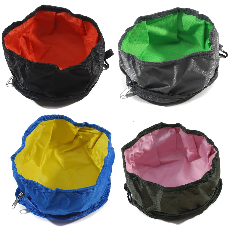 Foldable Oxford Cloth Zipper Dog Bowl Portable Drinking Bowl Food Bowl Pet Supplies Outdoor Folding Pet Bowl Pet Supplies